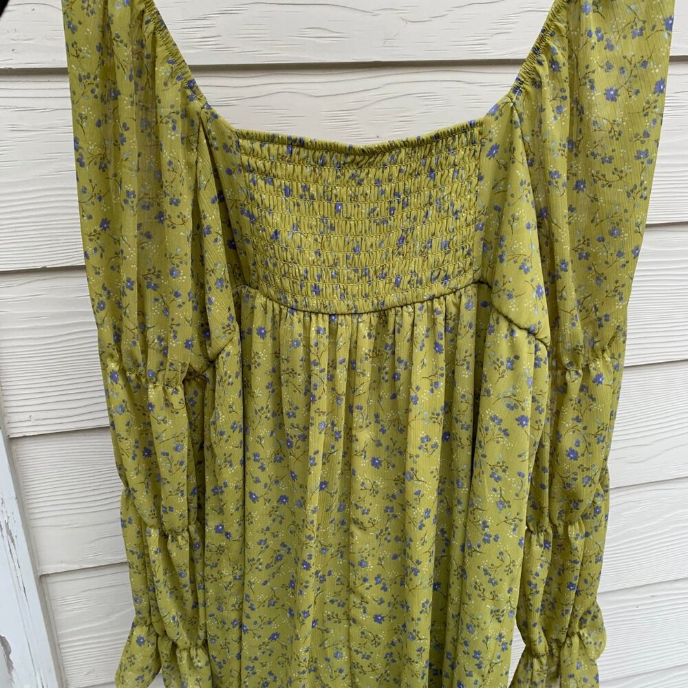 Wild Fable Floral Square Neck Long Sleeve Mini Dress XL - Picture 5 of 5